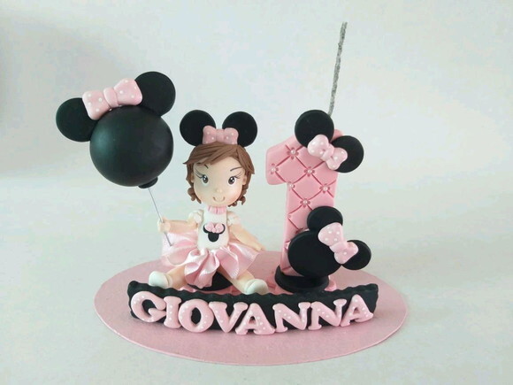 Topo De Bolo Ratinha Rosa Personalizado