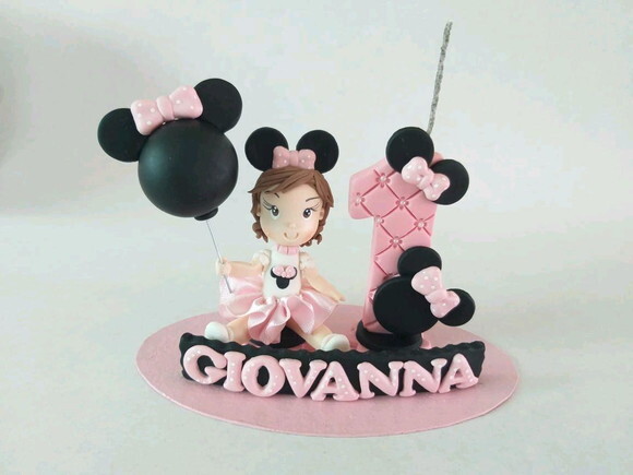 Topo De Bolo Ratinha Rosa Personalizado