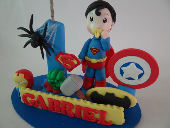 Vela Topo De Bolo Baby Heróis