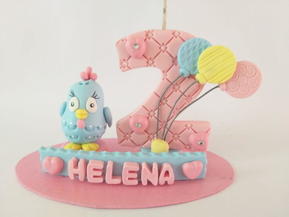 Vela Topo De Bolo Galinha Rosa