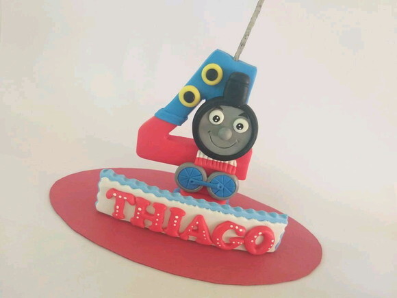 Vela Topo De Bolo Personalizado Em Biscuit