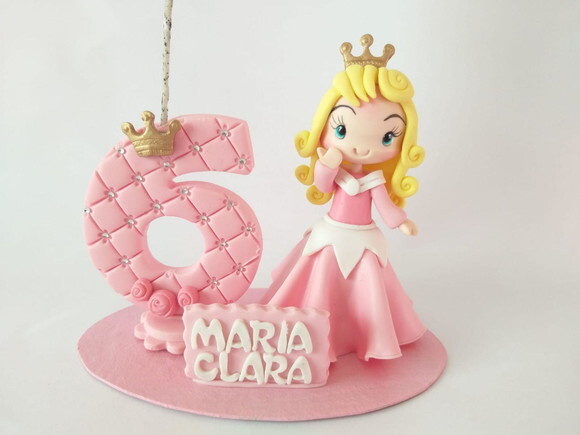 Vela Topo de Bolo Princesa Personalizado em Biscuit