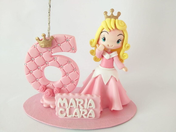Vela Topo de Bolo Princesa Personalizado em Biscuit