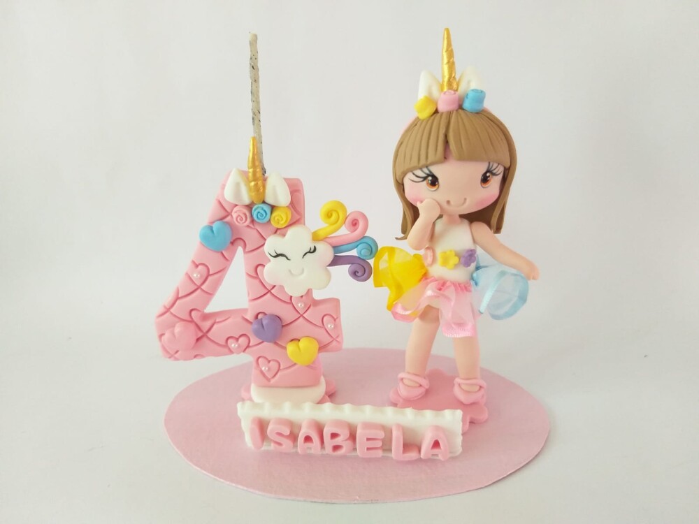 Vela Topo de bolo personalizado Menina Unicórnio aniversário Bi