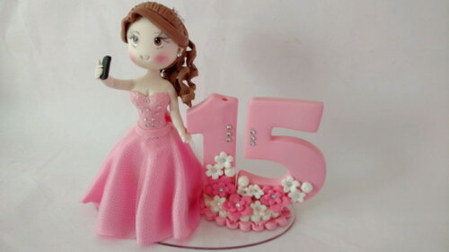 Debutante 15 Anos topo de bolo Biscuit