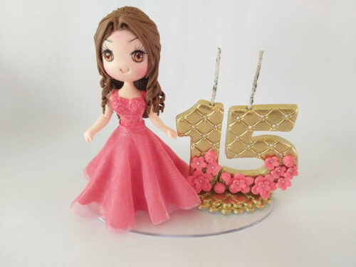 Topo de Bolo 15 Anos Personalizado em Biscuit