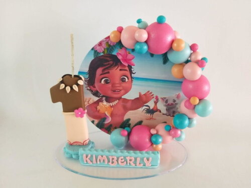 Topo de Bolo Cenário Moana Baby