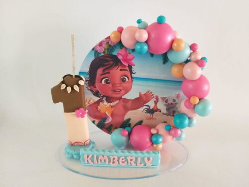 Topo de Bolo Cenário Moana Baby