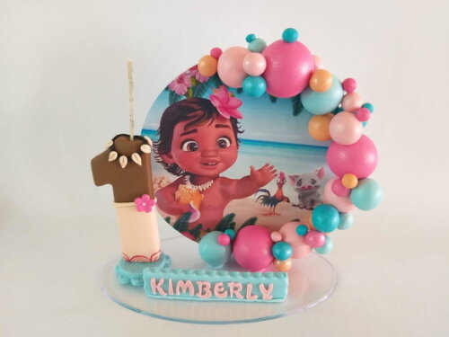 Topo de Bolo Cenário Moana Baby