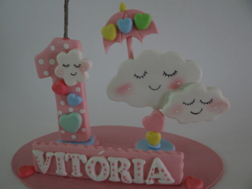 Topo de bolo Chuva de Amor