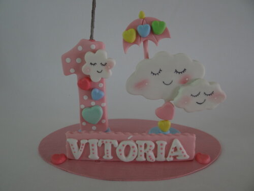 Topo de bolo Chuva de Amor