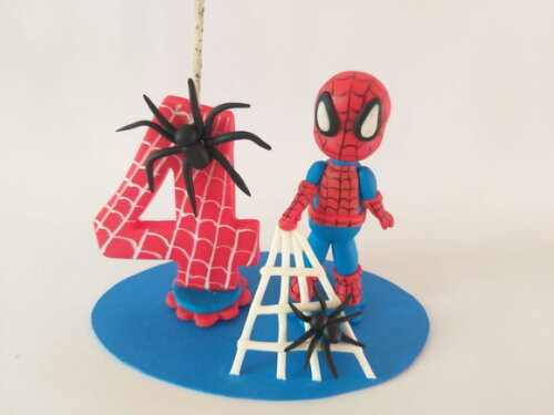 Topo de Bolo Homem Aranha Personalizado em Biscuit