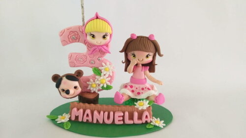 Topo De Bolo Menina E Urso