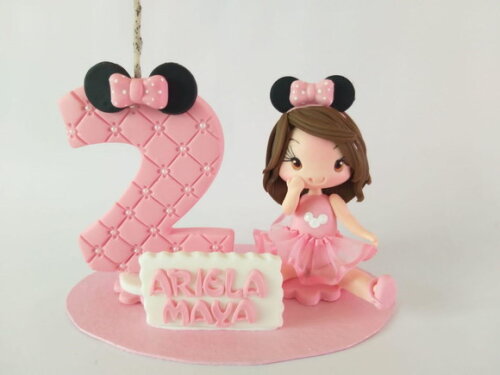 Topo De Bolo Menina Ratinha Rosa