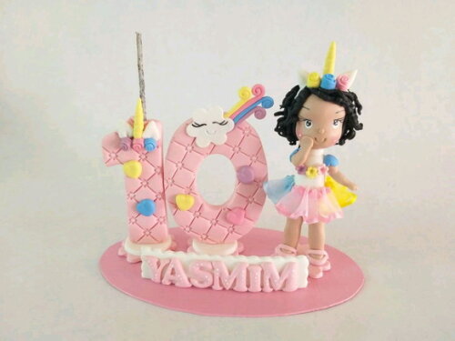 Topo de Bolo Menina Unicórnio