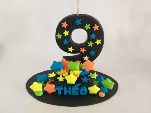 Topo de Bolo Néon Personalizado em Biscuit