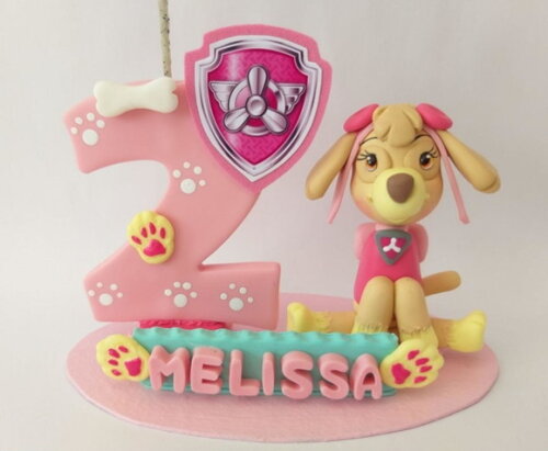 Topo de Bolo Patrulha Canina Skye Biscuit Personalizado