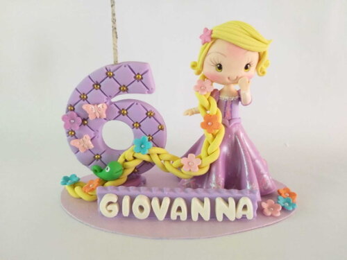 Topo de Bolo Rapunzel