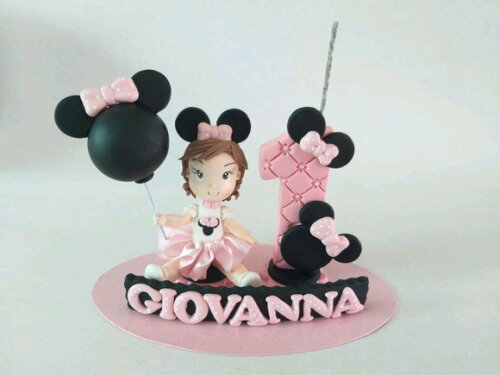 Topo De Bolo Ratinha Rosa Personalizado