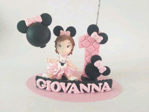 Topo De Bolo Ratinha Rosa Personalizado