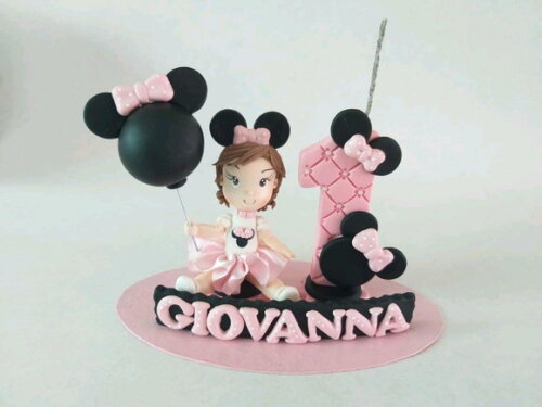 Topo De Bolo Ratinha Rosa Personalizado