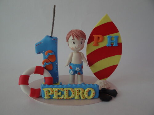 Topo de bolo Surfista/Praia