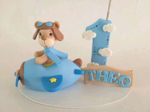 Topo de bolo Urso Aviador