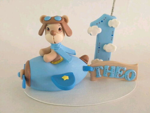 Topo de bolo Urso Aviador