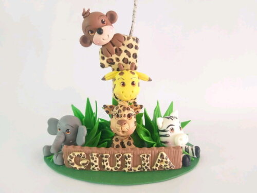 Vela Topo de bolo Floresta Safari em Biscuit
