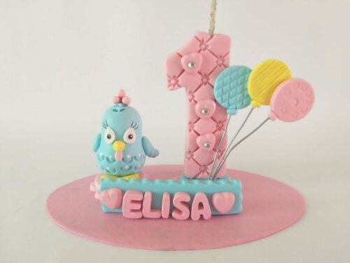 Vela Topo De Bolo Galinha Rosa
