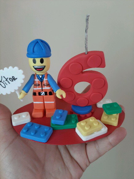 Vela topo de Topo de bolo Lego em Biscuit