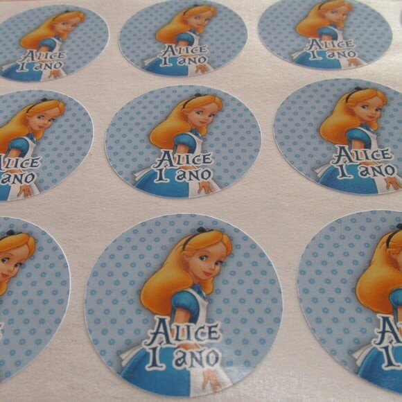 Adesivo Alice no país das maravilhas 4cm - 60 Unidades