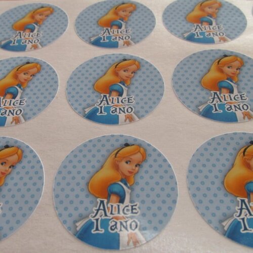Adesivo Alice no país das maravilhas 4cm - 60 Unidades