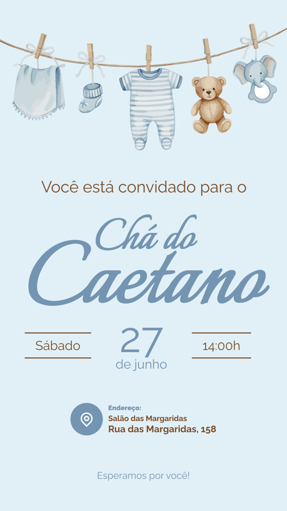 Convite Digital Chá de Bebê Menino + Convite 10x15 para Impress
