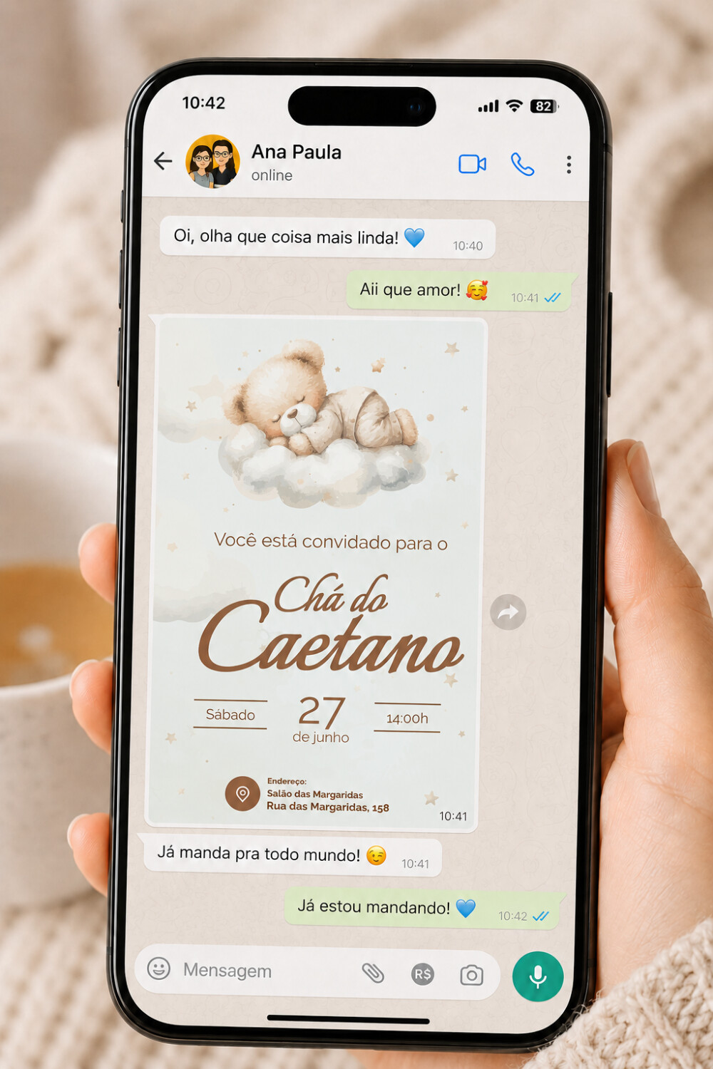 Convite Digital Chá de Bebê Menino + Convite 10x15 para Impress