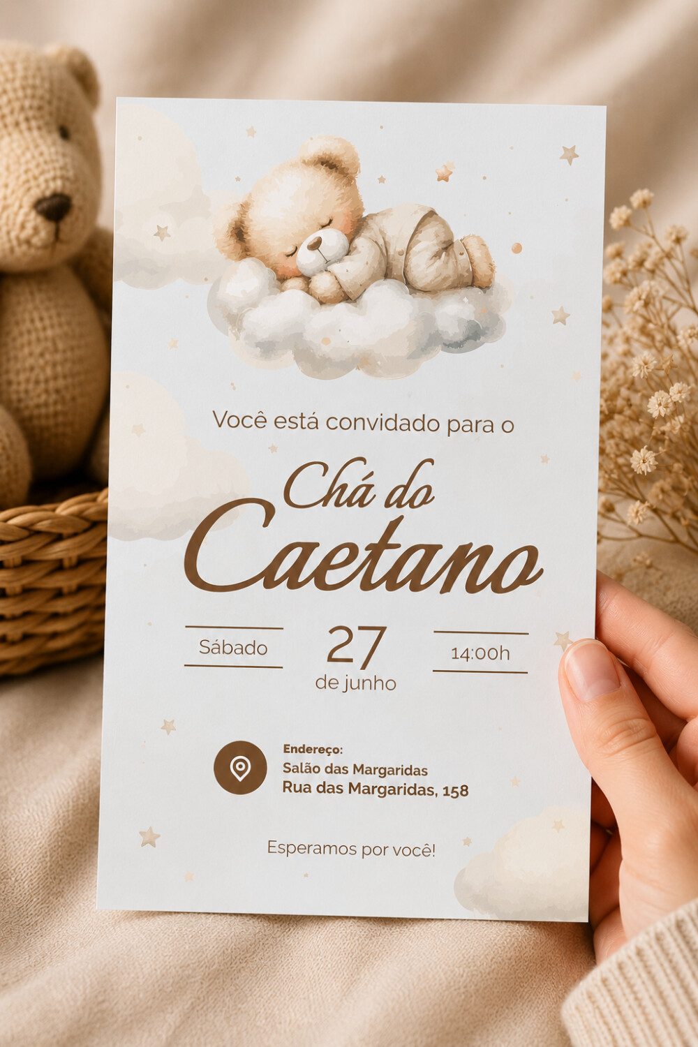 Convite Digital Chá de Bebê Menino + Convite 10x15 para Impress