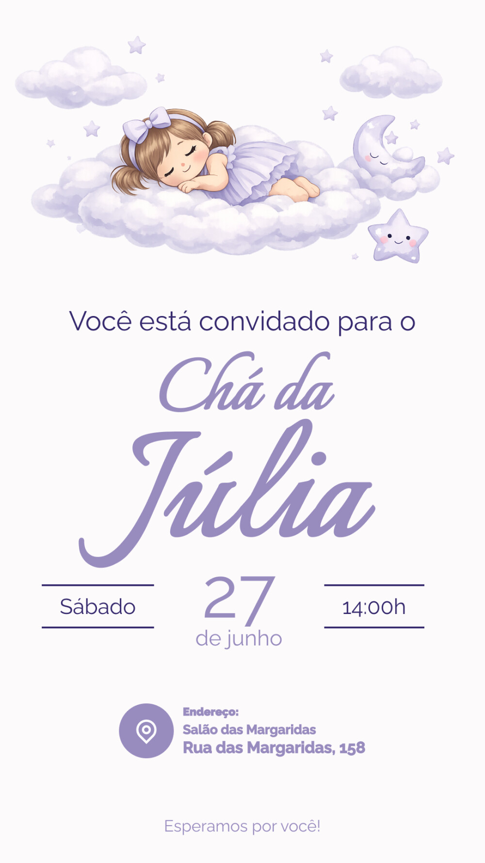 Convite Digital Chá de Bebê Menina + Convite 10x15 para Impress