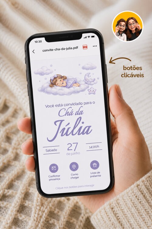 Convite Digital Interativo Chá de Bebê Menina - Modelo 2