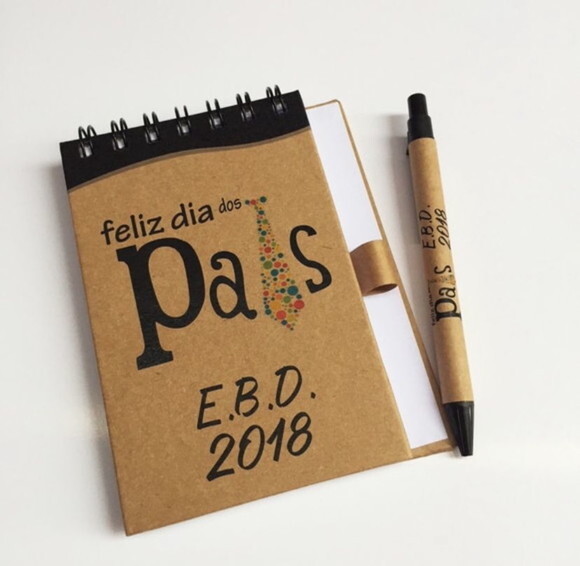 30 Blocos de Anotações com Caneta - Kraft - Personalizados