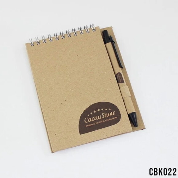 90 Blocos de Anotações com Caneta - Kraft - Personalizados