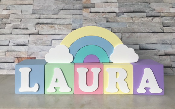 Cubos Personalizados de MDF 6x6cm com ARCO ÍRIS