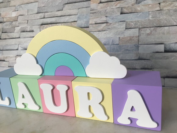 Cubos Personalizados de MDF 6x6cm com ARCO ÍRIS