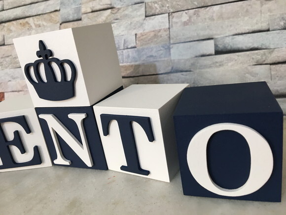 Cubos com Letras em MDF Personalizados para Quarto de Bebê, Fest