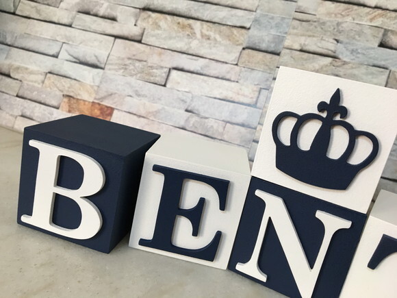 Cubos com Letras em MDF Personalizados para Quarto de Bebê, Fest