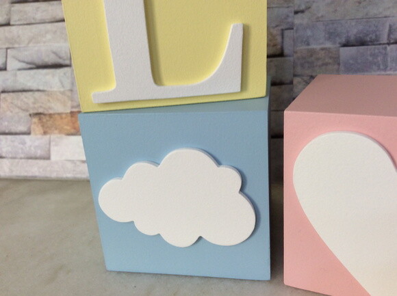 Cubos Decorativos 8x8cm Coração Nuvem