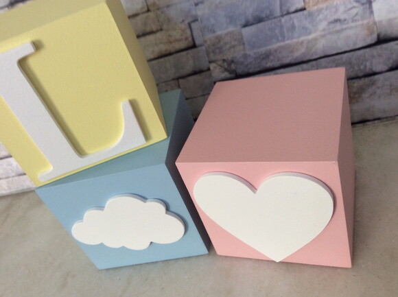 Cubos Decorativos 8x8cm Coração Nuvem