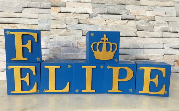 Cubos com Letras em MDF Personalizados para Quarto de Bebê, Fest