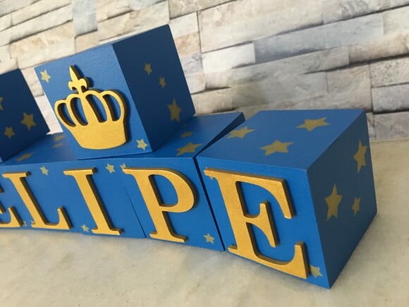Cubos com Letras em MDF Personalizados para Quarto de Bebê, Fest