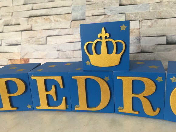 Cubos com Letras em MDF Personalizados para Quarto de Bebê, Fest