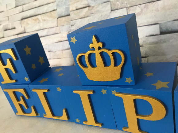 Cubos com Letras em MDF Personalizados para Quarto de Bebê, Fest